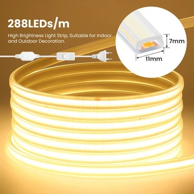 230V COB LED Streifen Selbstklebend Leiste Strip Band Lichterkette Lichtschlauch - Bild 1 von 4