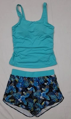 Pantalones cortos Tankini Yonique para mujer 2 piezas traje de baño, mediano ~ 2 bolsillos Foto 1 de 4