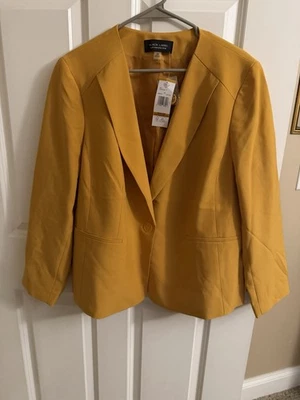 Chaqueta de traje de ajuste clásico Black Label by Evan-Picone mezcla de lino para mujer. Nuevo con etiquetas. 16W Foto 1 de 3