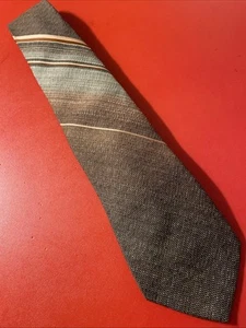 Vintage 60s 70s Don Loper Striped Woven Polyester Tie Mod Brown Tones - Picture 1 of 7