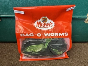 Mann’s 1lb. Bag-O-Worms 12” Jelly Worm black chartreuse (30 ct) Retro Bassin #2 - Picture 1 of 2