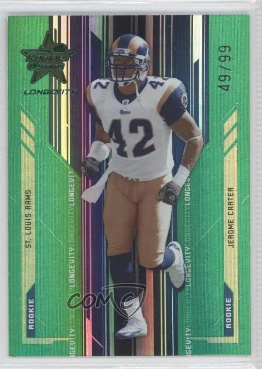 2005 Leaf Rookies & Stars Longevity Rookie Emerald /99 Jerome Carter #200 RC - Image 1 of 2