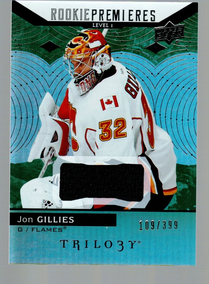 2017-18 Upper Deck Trilogy Green #64 Jon Gillies Jersey 109/399  - Image 1 of 1