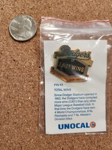 Vtg Los Angeles Dodgers Unocal 76 Lapel Pin 30th Anniversary 2621 Total Wins - Picture 1 of 1