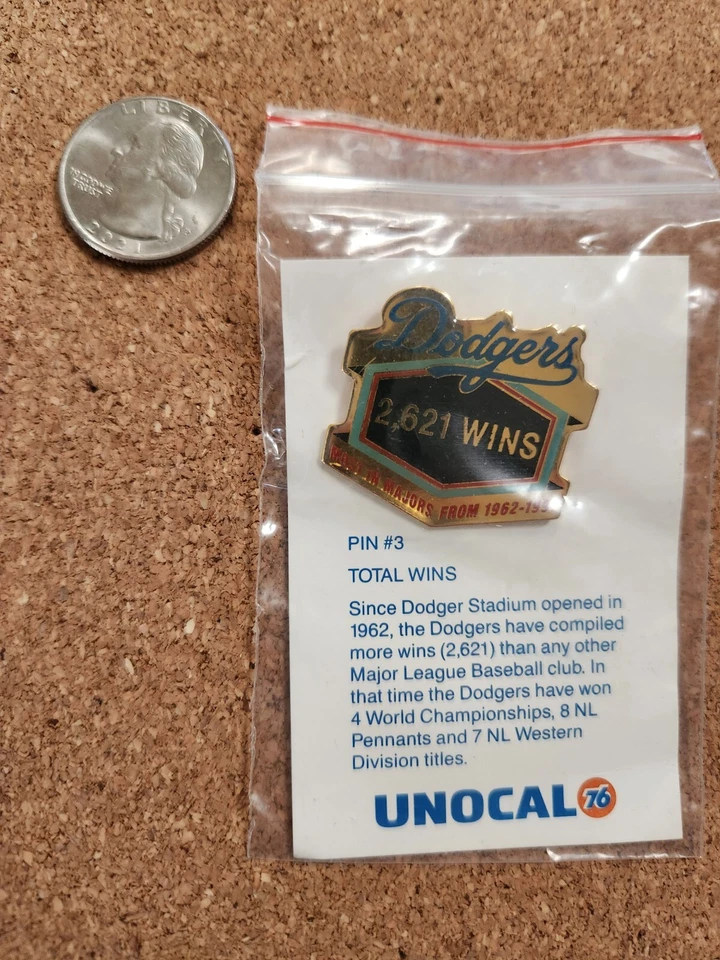  Vtg Los Angeles Dodgers Unocal 76 Lapel Pin 30th Anniversary 2621 Total Wins - Image 1 of 1