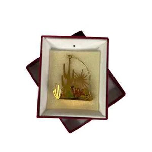 Antike Kameralane 24k Gold Weihnachten Landschaft Ornament Szene Wüste 1983 80er - Bild 1 von 11