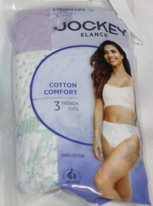 New 3 pk JOCKEY covered waistband 100% cotton FRENCH CUT LILAC DOTS FLORAL green - Picture 1 of 4