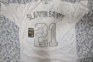SAMMY SOSA SIGNED CHICAGO CUBS PLAYERS WEEKEND SLAMMIN SAMMY JERSEY JSA COA - Picture 1 of 6