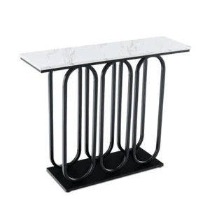 Modern Faux Marble Console Table – 100CM Entryway Hallway Shelf w/ Foot Pads - Picture 1 of 12