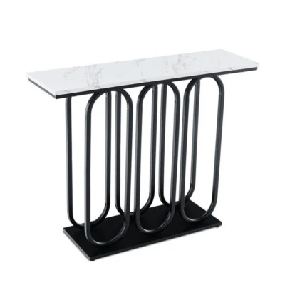 Modern Faux Marble Console Table – 100CM Entryway Hallway Shelf w/ Foot Pads - Image 1 of 4