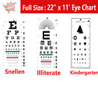 FULL SIZE Snellen Illeterate 22" x 11" Plastic Eye Chart Eye Test Wall, Washable