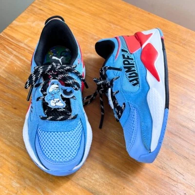 Zapatilla deportiva Puma X Los Pitufos RS-X para niños 11,5 azul/rojo RARA USADA EN EXCELENTE ESTADO limpia Foto 1 de 4