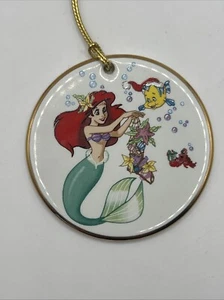 Ariel Little The Mermaids Gift Christmas Disney Grolier Porcelain Disk Ornament. - Picture 1 of 13