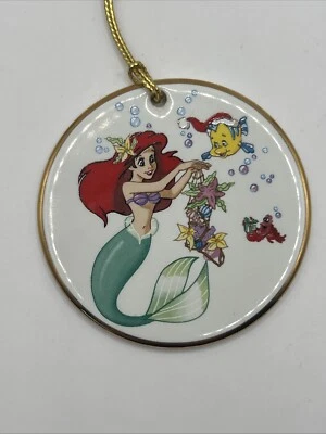 Ariel Little The Mermaids Gift Christmas Disney Grolier Porcelain Disk Ornament. - Image 1 of 4