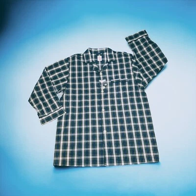 BROOKS BROTHERS Mens Button Up Pajama Top Shirt Blue Green PLAID Size Large - Image 1 of 4