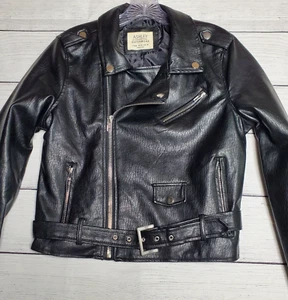 Ashley Outerwear Womens Faux Leather Jacket Size Medium Black Zipper - Picture 1 of 7