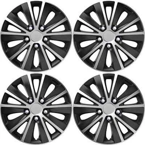 FOR HYUNDAI I30 - 14" WHEEL TRIMS RAPIDE BLACK & SILVER HUB CAPS COVER 4PC SET - Picture 1 of 3