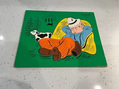 Rompecabezas de madera azul vintage Playskool Little Boy #185 11 piezas Playschool Foto 1 de 4