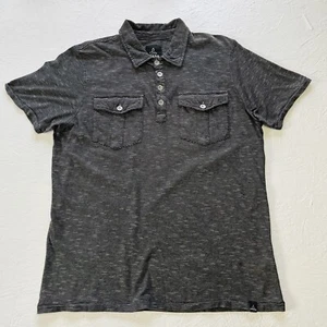 Prana Herren Polo grau meliertes Hemd Größe M Kurzarm Taschen - Bild 1 von 10
