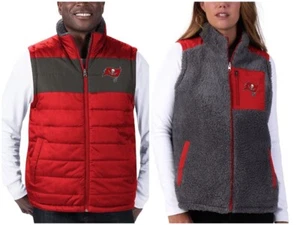 New NFL Tampa Bay BUCCANEERS Reversible Puffer Vest, Sleeveless Insulated Jacket - Picture 1 of 8