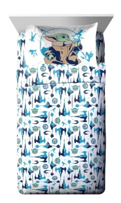 Star Wars The Mandalorian 4 шт. полный комплект простыней Baby Yoda микрофибра Disney новый - Изображение 1 из 4