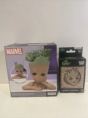 Juego de cartas Marvel I Am Groot con bolígrafo de hojalata y ranura y maceta set de regalo Foto 1 de 4