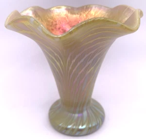 Steven Lundberg Art Glass Trumpet Vase READ Gold Yellow - Picture 1 of 12