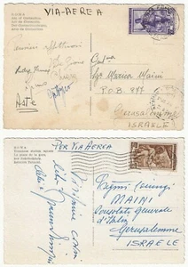 Repubblica - Cartoline per Gerusalemme con 40 e 50 L. Italia al Lavoro 1950 - Foto 1 di 2