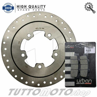 KIT DISCO FRENO POSTERIORE + PASTIGLIE BRAKING KYMCO DOWNTOWN 300 i 2009 - 2014 - Immagine 1 di 4