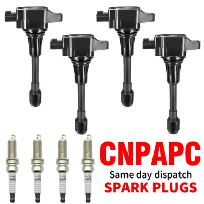4X Bobina de encendido + 4X Kit de bujías para Nissan Sentra L4 1.8L 2.0L 2.5L UF549 Foto 1 de 4