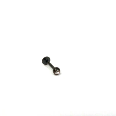 16g Clear Gem Black Labret Titanium Anodized Monroe Lip Tragus Piercing 5/16" - Image 1 of 3