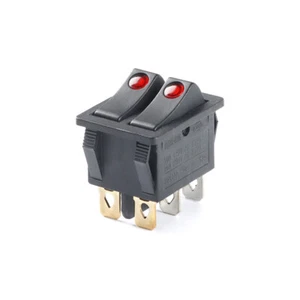 LED Illuminated Rectangular Rocker Switch Red ON-OFF 6 Pin 2 Position 220V KCD6 - Picture 1 of 5