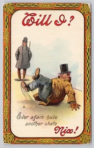 Postal de humor cómic Will I Ever Again Have Another Skate Man Falls on Butt - Imagen 1 de 2