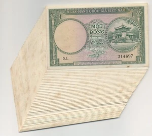 Viet Nam south Vietnam 1 Dong 1956 Pick 1 aUNC Almost Uncirculated Lot 40 Stain - Picture 1 of 2