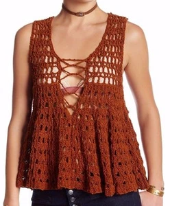 Nuevo con etiquetas $148 Free People Circles Within Suéter Tanque Terracota Auténtico S - Imagen 1 de 3