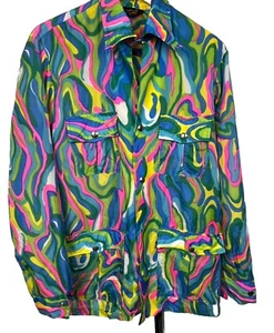60s Nortex Psychedelic Jacket Pop Art Windbreaker USA Made Colorful Mod Vintage - Picture 1 of 6