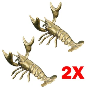 2x Brass Lobster Pen Holder Creative Vintage Desk Ornament Gift Sculpture USA - Picture 1 of 13