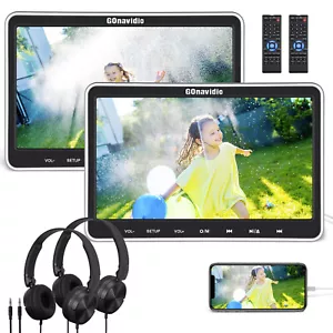 2 x10,1" Bildschirm Auto Kopfstütze DVD Player Monitor TV für Kinder HDMI USB SD + Headsets - Bild 1 von 12