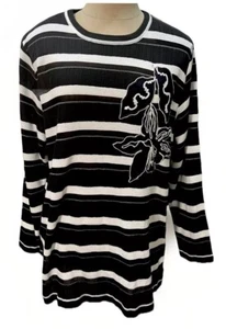 Lilly Of California Black Orchid Design Long Sleeve Top Size Large Vintage 80’s - Bild 1 von 6