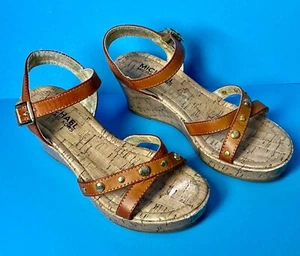 MICHAEL KORS BROWN WEDGE STRAP BACK SANDAL SIZE 2 - Picture 1 of 7