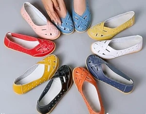 Womens Ladies Slip On Shoes Loafer Casual Work Hollow Shoes Summer Flats Sandals - Picture 1 of 33