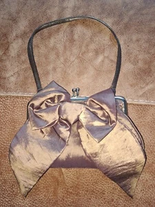 Bronze shimmer extra- small satin evening bag with bow, PRINCIPLES - Picture 1 of 4