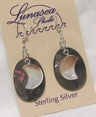 PENDIENTES LUNASEA TESOROS LUNA CRECIENTE MADREPERLA CONCHA PLATA ESTERLINA Foto 1 de 2