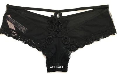 NUEVO CON ETIQUETAS* BRAGUITA CHEEKY VICTORIA'S SECRET MUY SEXY Apliques de Encaje---negra (54A2)---m/m Foto 1 de 4