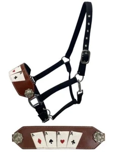 Showman "Four of a Kind" Leather Bronc Halter - Picture 1 of 1