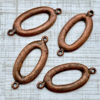 4 Oval Double Connector Copper Plated Pendants (MP133) - Изображение 1 из 4