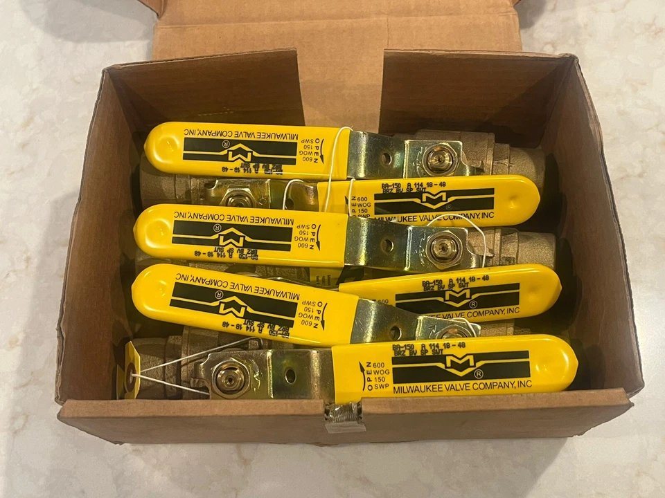 Box of 6) 1-1/4" Std. Port Bronze Ball Valves 600 WOG 150 WSP Solder MADE IN USA - Image 1 of 4