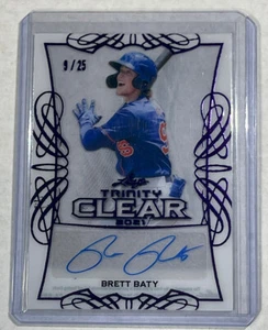 Brett Baty 2021 Leaf Trinity Clear Baseball /25 Purple Auto CA-BB1 Mets - Picture 1 of 2