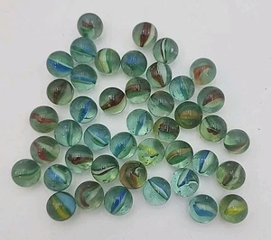 Lote De 43 Canicas Ojo De Gato Amarillo Verde Azul Naranja Blanco Tamaños Surtidos - Imagen 1 de 9