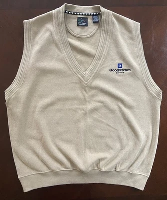 Colete Suéter Greg Norman GM Goodwrench Masculino GG Creme Decote V Golfe 100% Algodão Bronzeado - Imagem 1 de 4